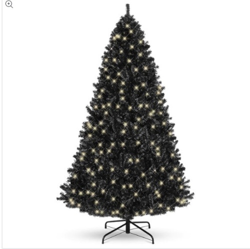 Pre-Lit Artificial Black Christmas Tree w/ Incandescent Lights, Metal Stand - Lot 214