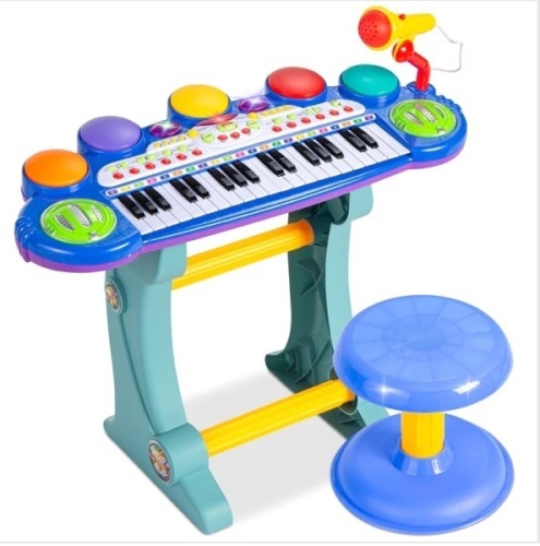 37-Key Kids Electric Keyboard w/ Microphone, Stool - Lot 192