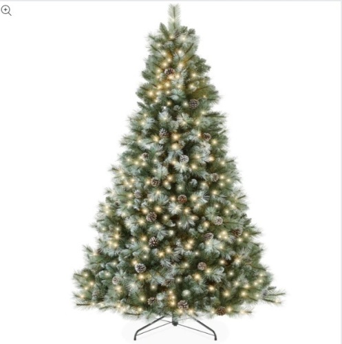 Pre-Lit Frosted Artificial Scotch Pine Christmas Tree w/ Metal Stand - Lot 205