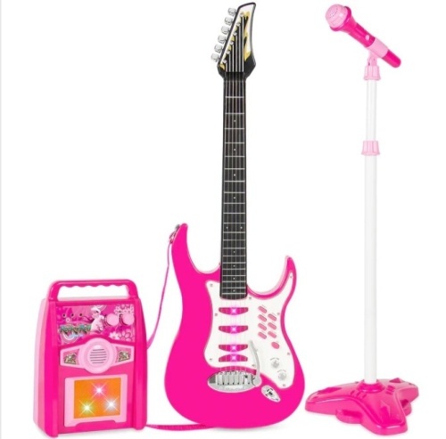 Kids Electric Guitar Toy Play Set w/ 6 Songs, Microphone, Amp $89.99 - Lot 322