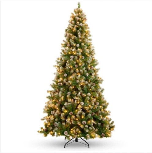 7 1/2' Pre-Lit Pre-Decorated Christmas Tree w/ Flocked Tips, Pine Cones $299.99 - Lot 305