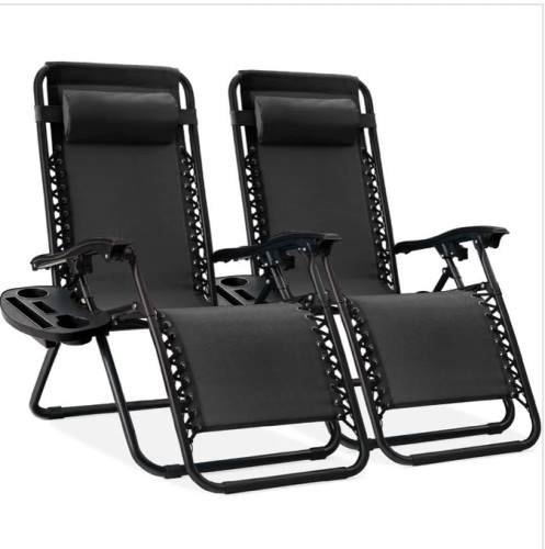 Set of 2 Adjustable Zero Gravity Patio Chair Recliners w/ Cup Holders $169.99 - Lot 310