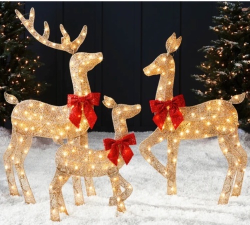 3-Piece Lighted 2D Christmas Deer Set Outdoor Decor w/ 175 LED Lights - 4ft $142.99 - Lot 80