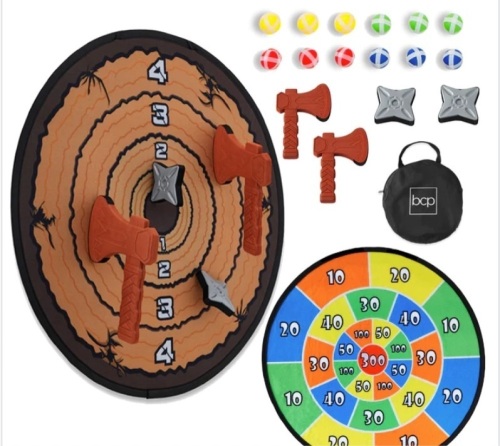 Large Double-Sided Dart Board, Sticky Ball Axe Star Throwing Game $39.99 - Lot 93