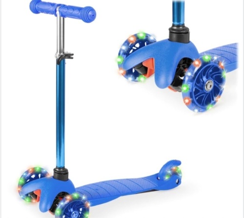 Kids Mini Kick Scooter Toy w/ Colorful Light-Up Wheels, Adjustable T-Bar $59.99 - Lot 94