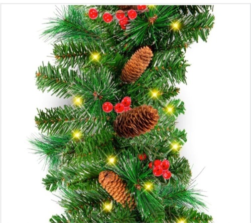 2 Pre-Lit Pre-Decorated Garlands w/ PVC Branch Tips, 50 Lights - 9ft $59.99 x 2 - Lot 97