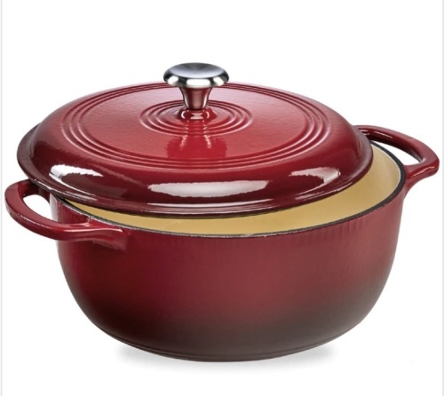 Cast-Iron Dutch Oven Kitchen Cookware w/ Enamel, Handles - 7.5qt $99.99 - Lot 98
