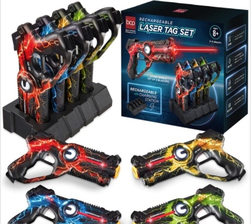 Set of 4 Rechargeable Laser Tag Blasters w/ Docking Station, No Vests Needed $119.99 - Lot 99