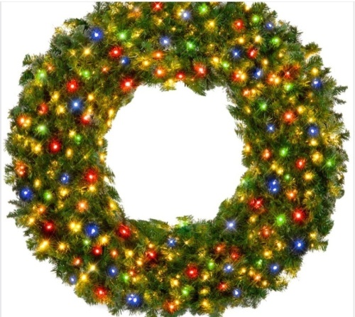 60" Pre-Lit Artificial Fir Christmas Wreath w/ Multicolor LED Lights, PVC Tips $272.99  - Lot 102