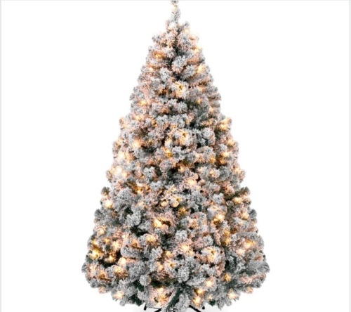7 1/2' Pre-Lit Snow Flocked Artificial Pine Christmas Tree w/ Warm White Lights $379.99 - Lot 104