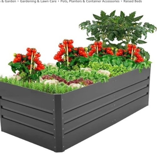 Thanaddo Raised Garden Bed Outdoor Planter Box Galvanized Steel Garden Bed Kit for Vegetables, Flowers, Herbs and Succulents (8x4x2ft) $129.99 - Lot 128