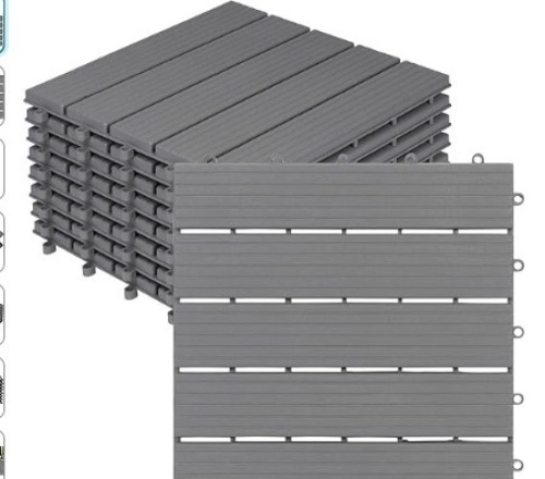 12"x12" Waterproof Weather Use, Outdoor Solid Wood Deck Interlocking Flooring Tiles for Porch Poolside Balcony Backyard, Pack of 20 - Lot 129