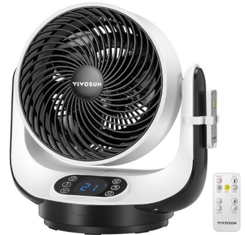 VIVOSUN 13 Inch Air Circulator Fan, 45W Strong Wind Floor Fan, Oscillating Table Fan, 3 Speeds Settings, with Remote Control for Home, Dorm, Office, ETL Certified - Lot 130