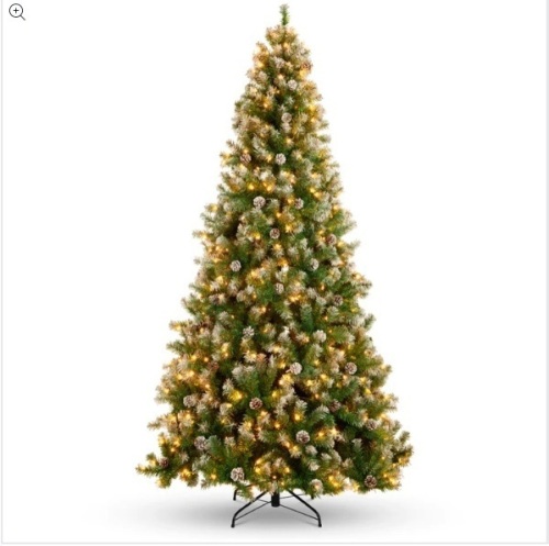 Pre-Lit Pre-Decorated Christmas Tree w/ Flocked Tips, Pine Cones - Lot 27