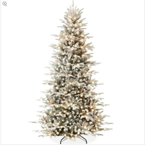 Pre-Lit Flocked Artificial Aspen Noble Fir Christmas Tree w/ Metal Stand - Lot 29