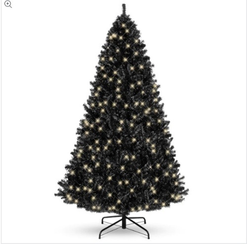 Pre-Lit Artificial Black Christmas Tree w/ Incandescent Lights, Metal Stand - Lot 31