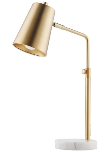 VONLUCE Gold Desk Lamp with LED Bulb Adjustable, Antique Brass Metal Table Lamp Marble Base, Mid Century Modern Reading Lamp Office, 20" Industrial Task Lamp Work Lamp for Reading Bedroom $59.99 - Lot 135