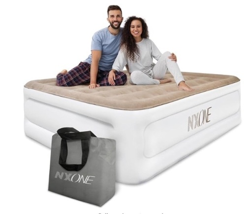 NXONE Air Mattress,18 inch Inflatable Airbed Luxury Double High Self Inflation Deflation Queen Air Mattress withUpgraded Built-in Pump, Blow Up Guest Bed for Home Portable Camping Travel,650lb MAX $109.99 - Lot 235