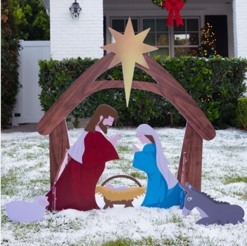 Christmas Nativity Scene Yard Decoration w/ Water Resistant PVC - 4ft - Lot 41