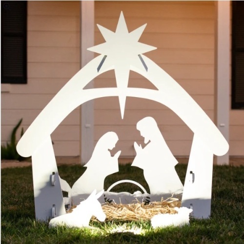 Christmas Nativity Scene Yard Decoration w/ Water Resistant PVC - 4ft - Lot 42