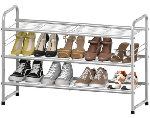 SUFAUY Shoes Rack Shelf for Closet Metal Stackable Shoe Storage Organizer, Wire Grid, 3-Tier - Lot 55