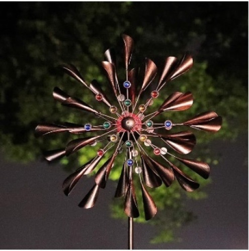 Wind Spinner Multi-Color Seasonal LED Lighting Solar Powered Glass Ball Metal Wind Catchers Spinner for Patio Lawn & Garden Decorations - Lot 58