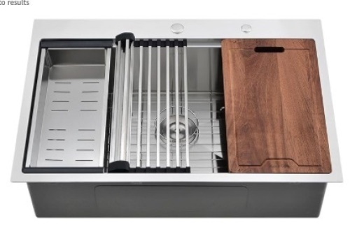 Drop in Workstation Sink 16 Gauge Stainless Steel Sink 10 Inch Deep Single Bowl Topmount Kitchen Sink with Cutting Board Visit the Aschael Store - Lot 66