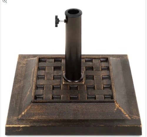 26lb Steel Square Patio Umbrella Base Stand, Basketweave Pattern - Lot 68