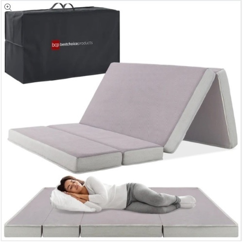 Folding Portable Mattress Topper w/ Plush Foam - 4in queen size - Lot 72