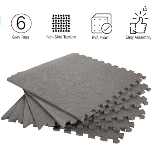 EVA Foam Mat Tiles - Interlocking Padding for Garage, Playroom, or Gym Flooring - Workout Mat or Baby Playmat - Lot 75