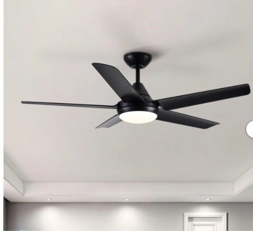 Black with Black Blades Modern Ceiling Fan with Light 48'' 5-Blade Ceiling Fan With Light Kit And Dimmable LED Light Kit $172.19 - Lot 259
