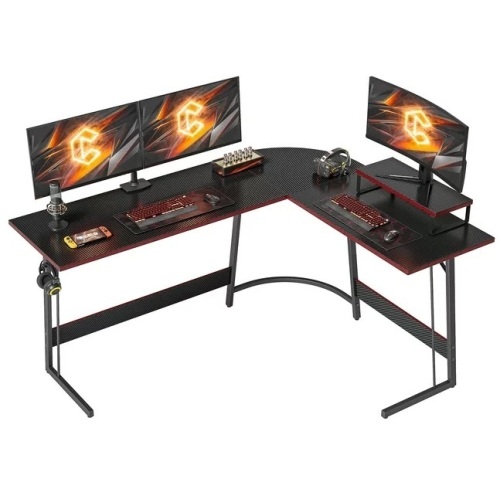 CubiCubi 59x47 inch L Shaped Gaming Desk Computer Office Desk, Corner Desk with Large Monitor Stand for Home Office Study Writing Workstation, Black Carbon Fiber $109.99 - Lot 263
