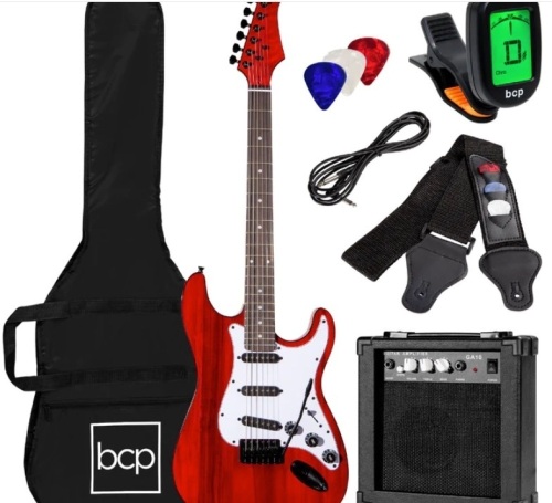 Beginner Electric Guitar Kit w/ Case, 10W Amp, Tremolo Bar - 39in $229.99 - Lot 340