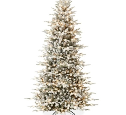 6' Pre-Lit Flocked Artificial Aspen Noble Fir Christmas Tree w/ Metal Stand $309.99 - Lot 347