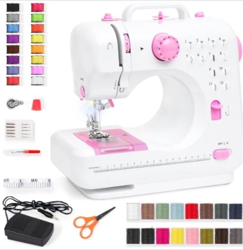 6V Portable Foot Pedal Sewing Machine w/ 12 Stitch Patterns - Lot 462