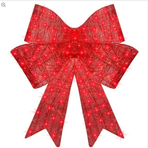 Pre-Lit Large Christmas Bow Decoration, Holiday Decor w/ 8 Functions - 48in $128.99 - Lot 350