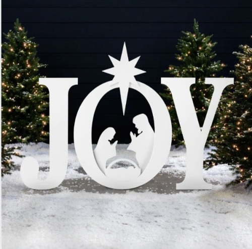 3-Piece Christmas JOY Nativity Yard Decoration w/ Ground Stakes - 46in - Lot 403