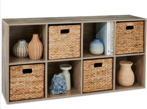 8-Cube Bookshelf, 11in Storage Display w/ Removable Panels, Customizable - Lot 395