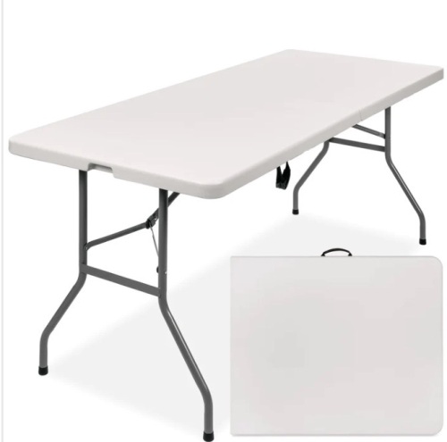 Portable Folding Plastic Dining Table w/ Handle, Lock - 6ft $149.99 - Lot 410