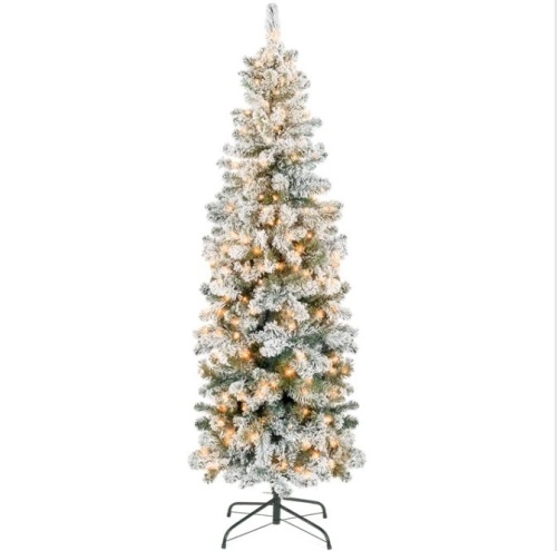 6' Pre-Lit Snow Flocked Artificial Pencil Christmas Tree $179.99 - Lot 388