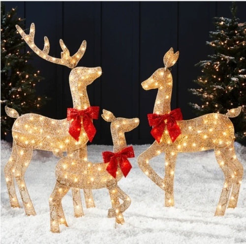 3-Piece Lighted 2D Christmas Deer Set Outdoor Decor w/ 175 LED Lights - 4ft $142.99 - Lot 408