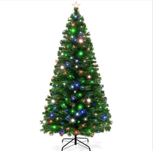 7' Pre-Lit Fiber Optic Pine Christmas Tree w/ Multicolor & LED Lights$189.99 - Lot 429