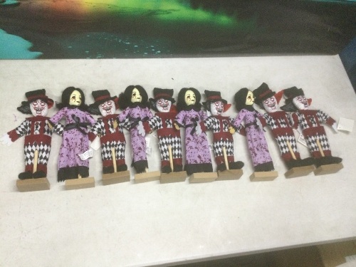 Lot of (10) Halloween Creepy Carnevil Haunted Clown & Creepy Girl Decorations  - Lot 165