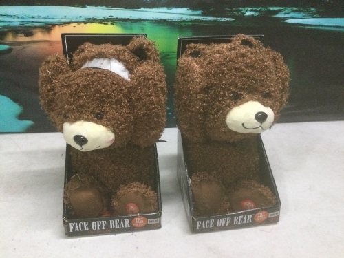 Lot of (2) Animated Face-Off Teddy Bears - Lot 167