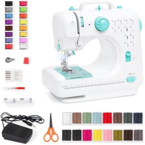6V Portable Foot Pedal Sewing Machine w/ 12 Stitch Patterns  - Lot 322
