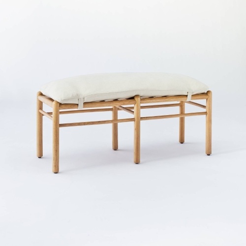 Threshold Emery Wood and Upholstered Bench with Straps - Lot 660