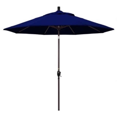 California Umbrella 9' Bronze Aluminum Market Push Button Tilt Crank Lift Patio Umbrella - Lot 913