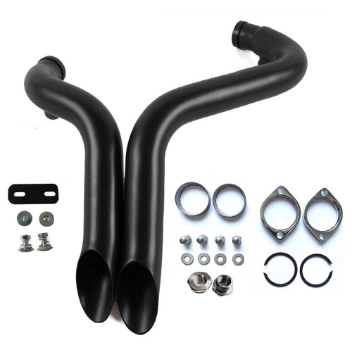 SHARKROAD Black 2" LAF Drag Pipes Exhaust For Harley Softail Sportster 1984-2015 with Flange Kit  - Lot 1149