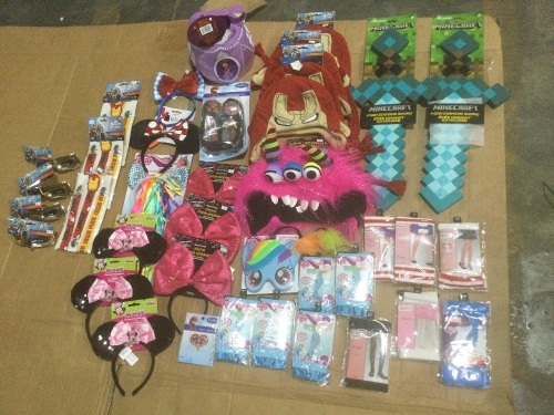 Lot of Kids Halloween Costume Accessories, Headbands, Tights, Suspenders, Minecraft Swords - Lot 183