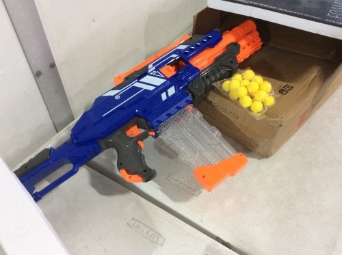 Electric Soft Foam Ball Rapid Fire Blaster Toy w/ Magazine, 25 Balls - Lot 785